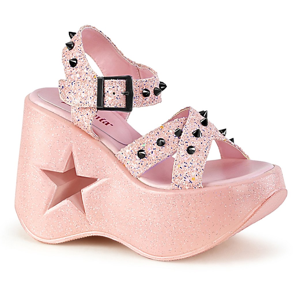 Chaussures Plateforme Demonia Dynamite 02 Glitter Femme - Rose 35179-CINH